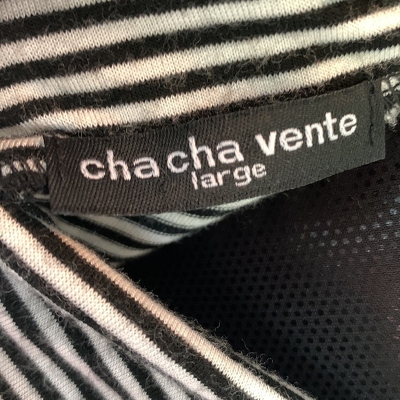 CHA cha Vente Black White Striped Button up Vacation Blouse - Picture 6 of 6